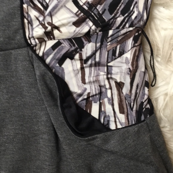 BCBG MAXAZRIA size small Cap sleeve gray midi dress with pattern detail - Picture 5 of 9